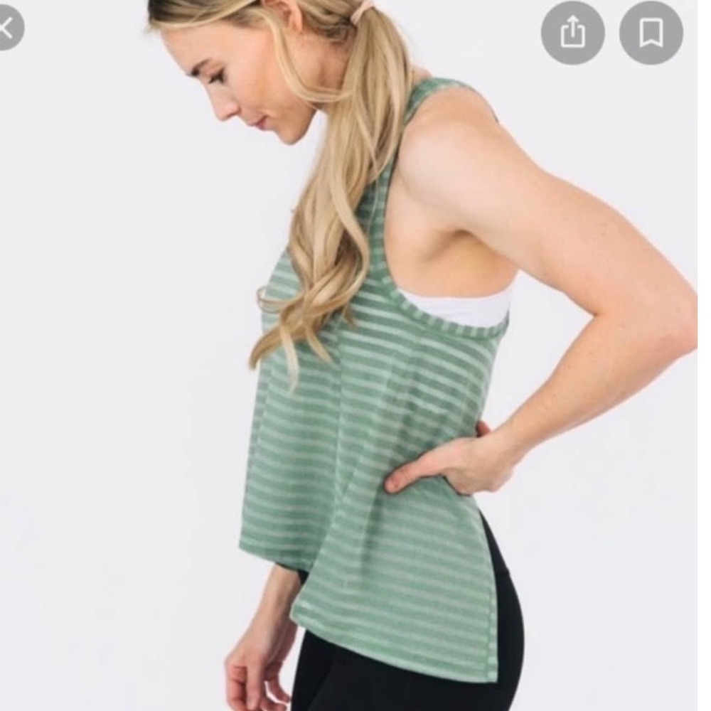 Zyia Active Forest Nimbus Split Back Tank XXL Green Mesh Racerback Athleisure